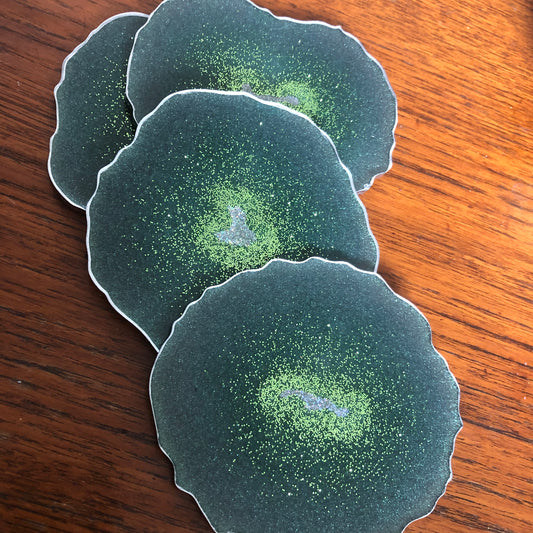 Green resin coasters