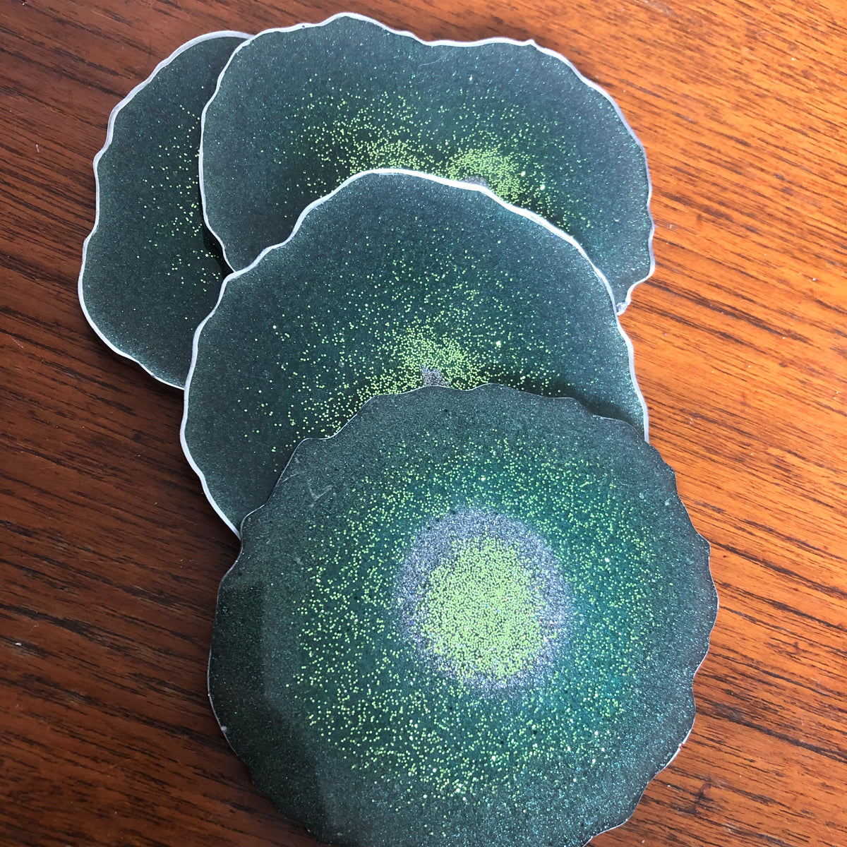 Green resin coasters