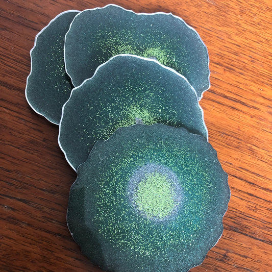 Green resin coasters