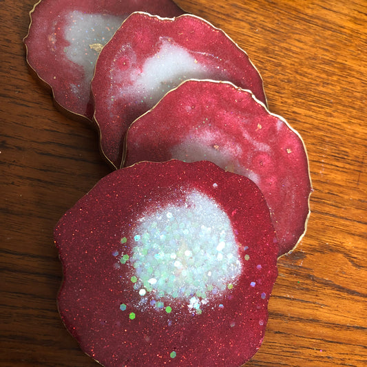 Hot Pink resin coasters