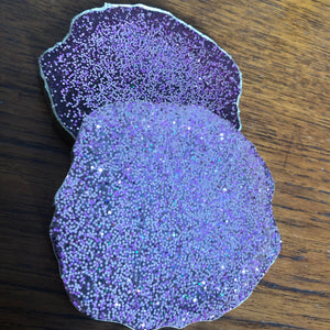 Pink glitter resin coasters