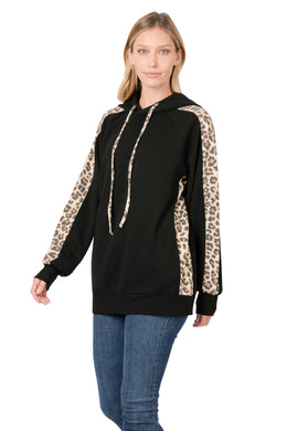 Long Sleeve Leopard Sweatshirt Black Size S
