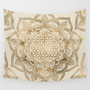 Gold and White Lotus Tapestry