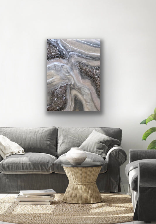 Clear quartz Silver Metallic Painting