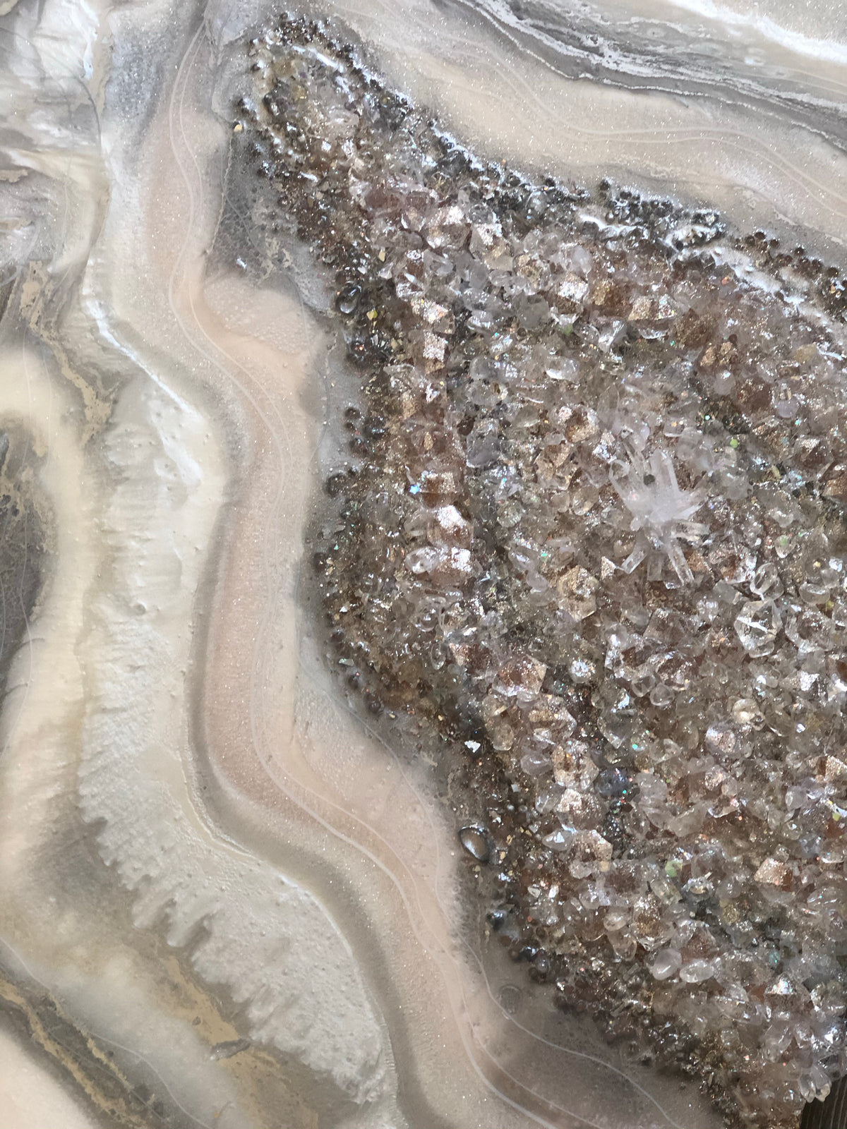Clear quartz Silver Metallic Painting