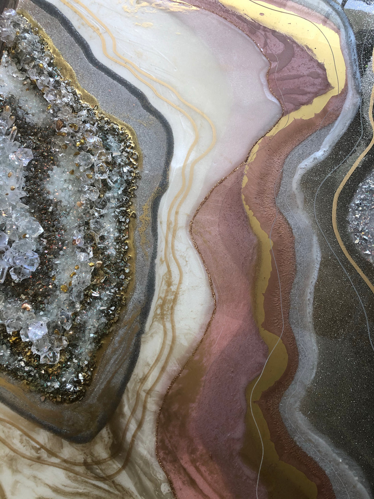 Clear quartz two panel painting