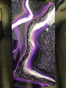 Purple resin geode painting