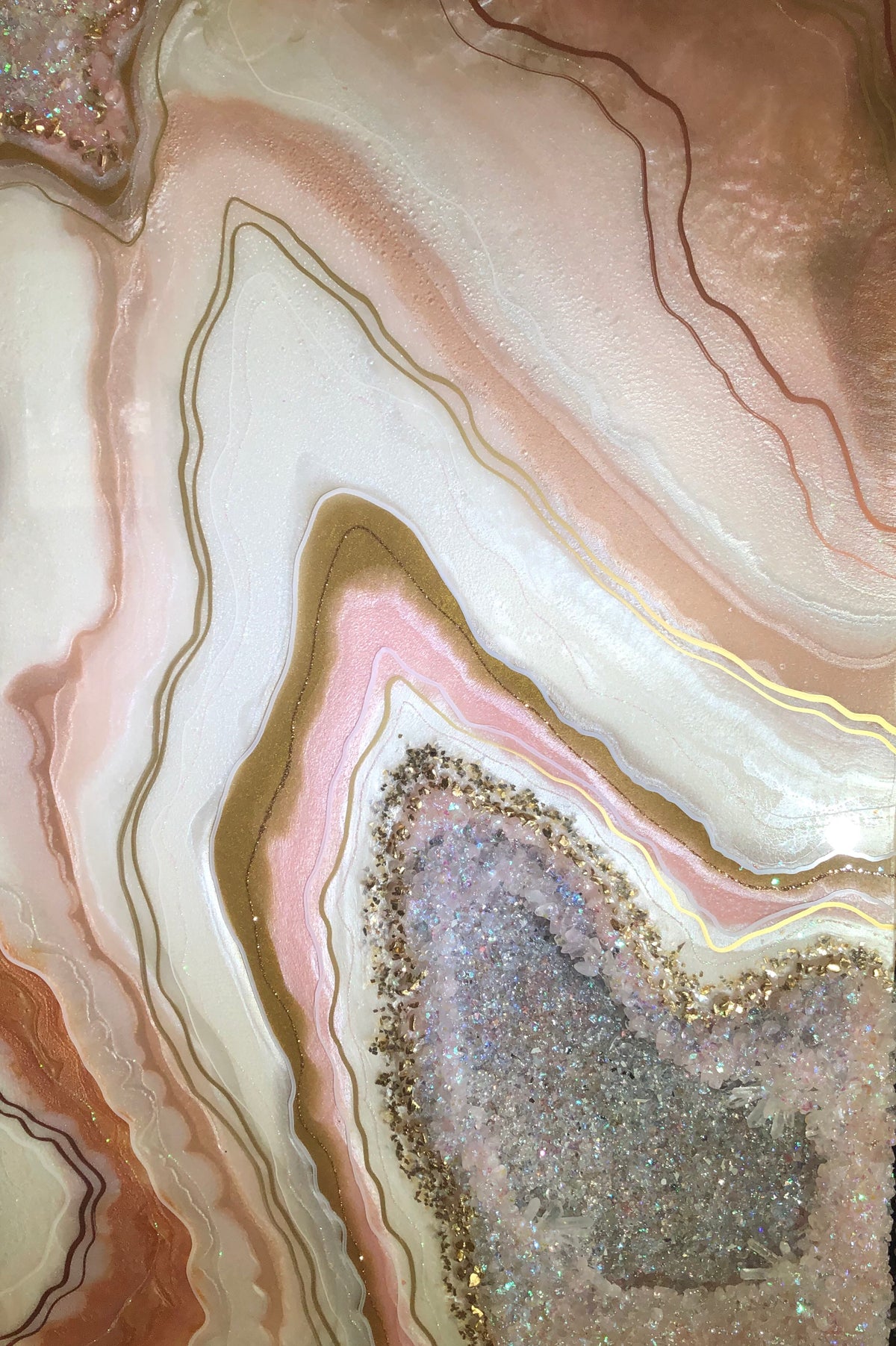 Rose quartz crystal love 2 piece painting