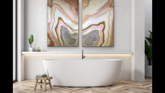 Rose quartz crystal love 2 piece painting