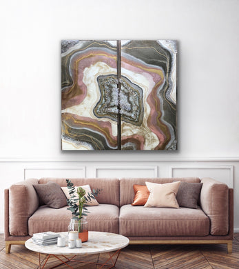 Clear quartz two panel painting