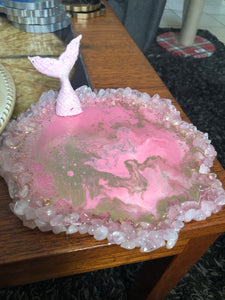 Rose quartz mermaid resin tray
