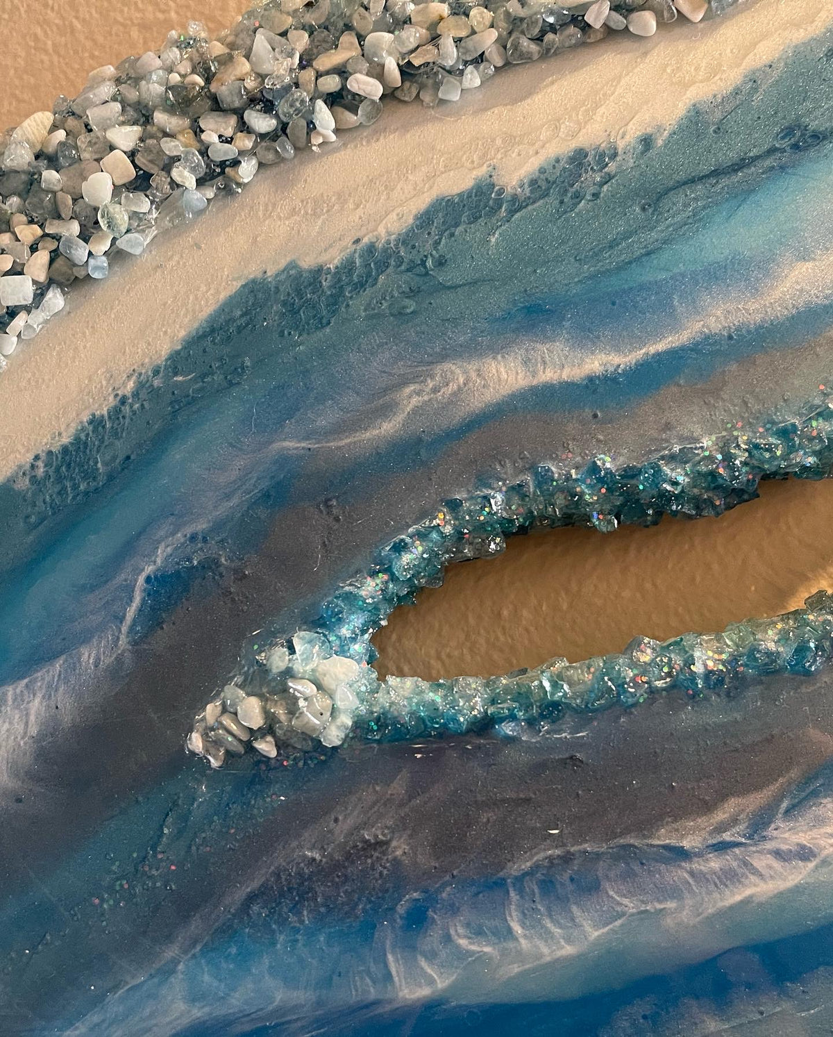 Aquamarine crystal geode 24”