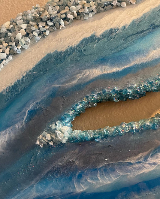 Aquamarine crystal geode 24”