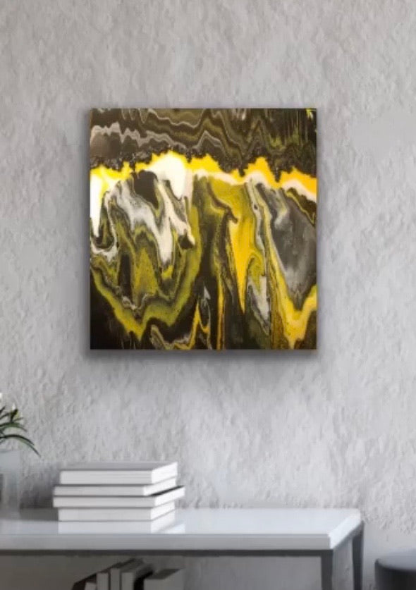 Obsidian abstract resin painting