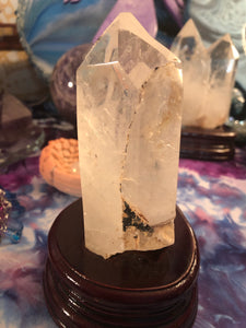 Clear Quartz Crystal on stand