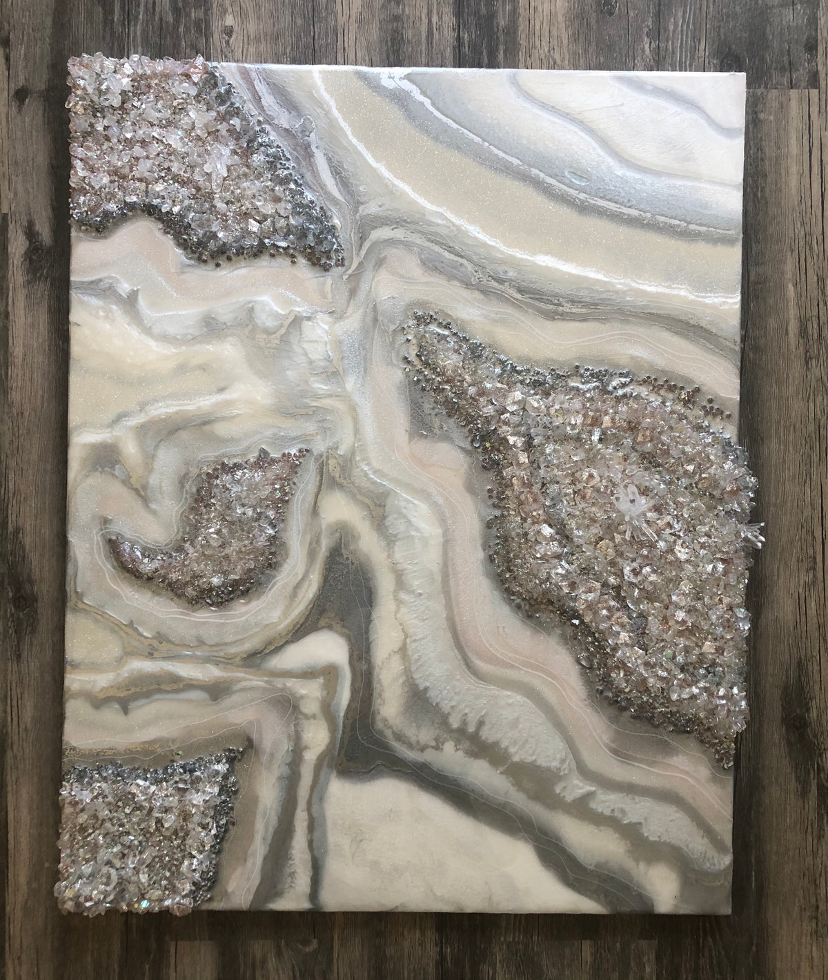 Clear quartz Silver Metallic Painting