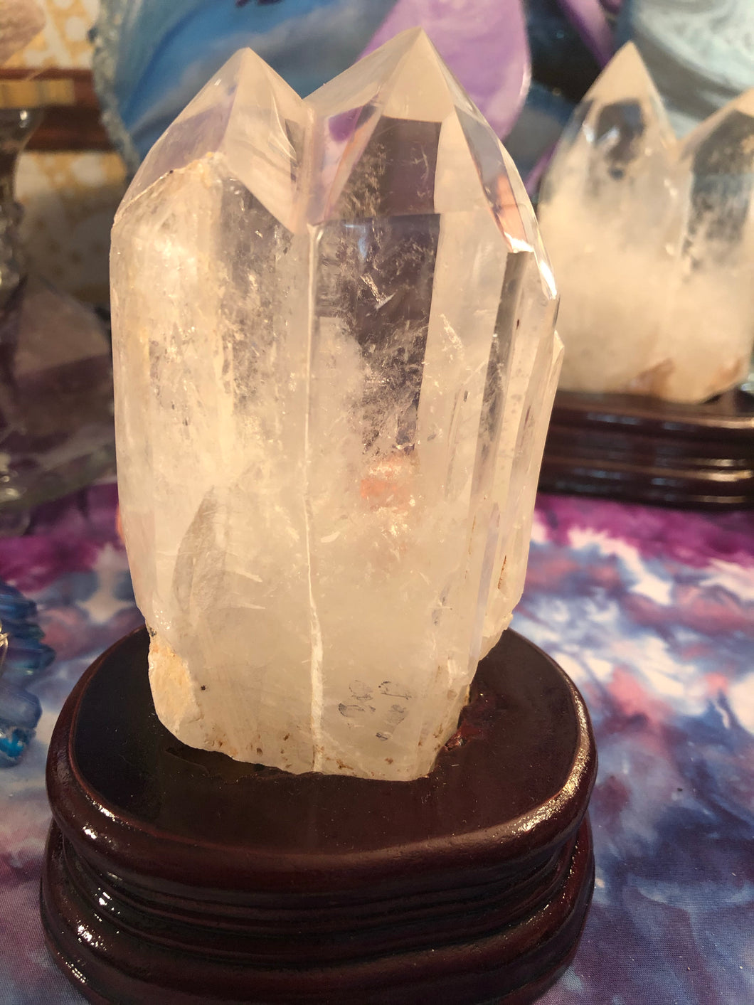 Clear Quartz Crystal on stand