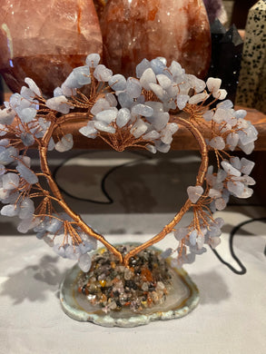 Aquamarine heart tree with stand