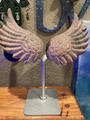 Rhodonite Angel Wings in stand