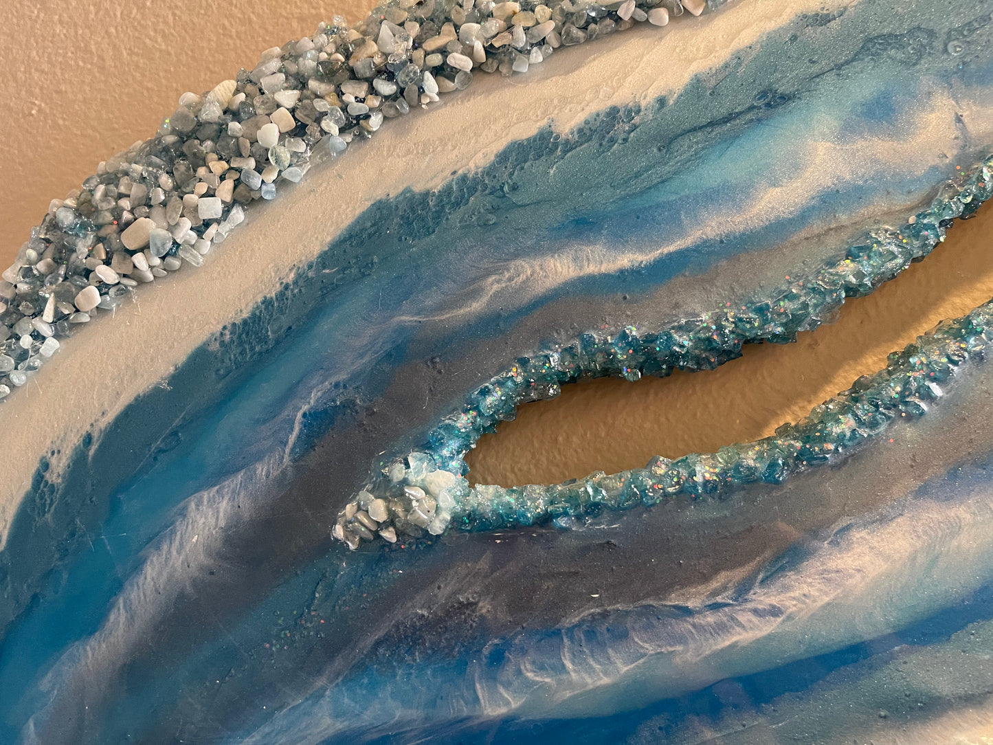Aquamarine crystal geode 24”